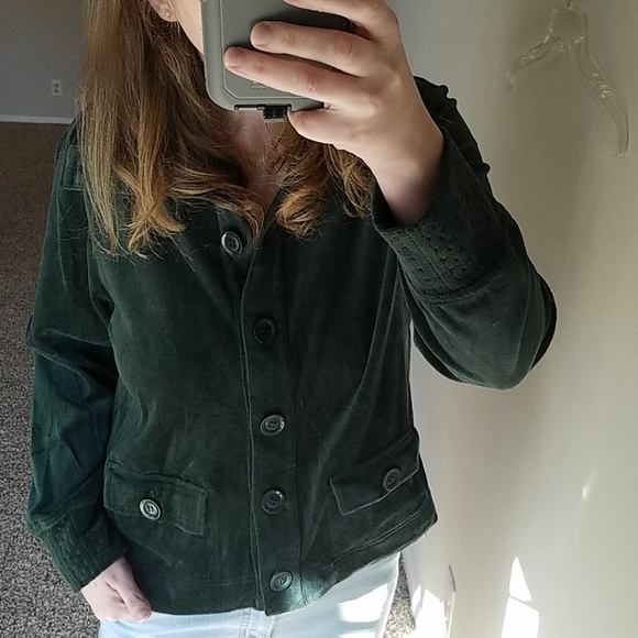 Classic Elements Jackets & Blazers - New! Hunter Green Velvet Button Down Jacket